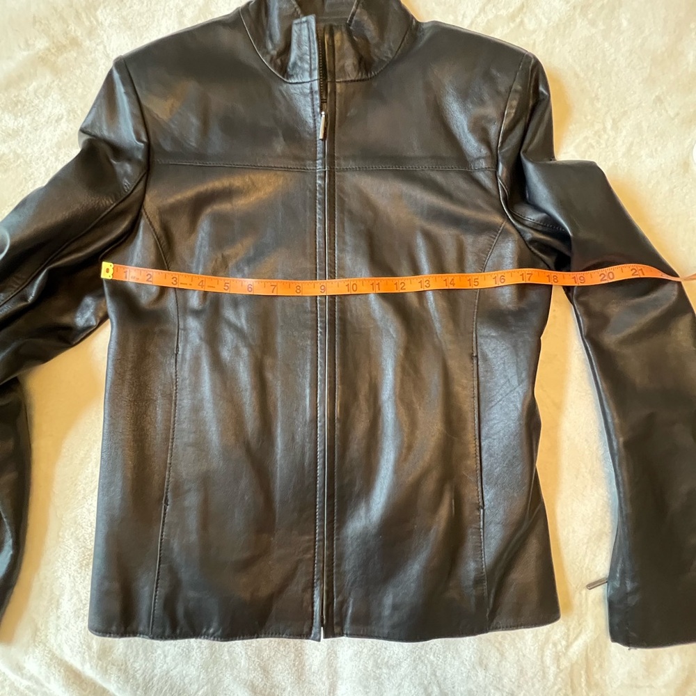 Olly London Sleek Black Leather Jacket (needs small repair) - Picture 13 of 15